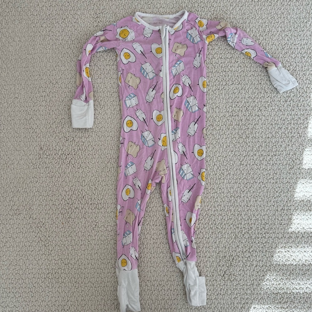 Little Sleepies Purple Breakfast Buddies Zip Pajamas